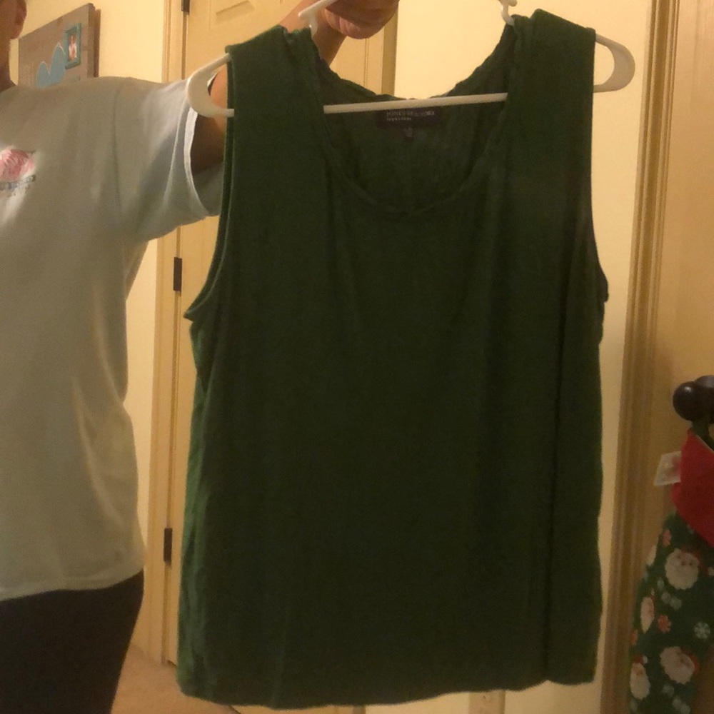 green sleeveless blouse